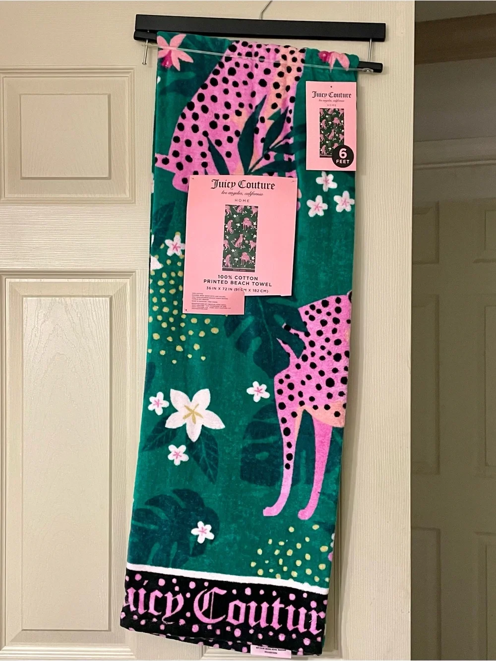 Juicy Couture Teal and Pink Leopard Beach Towel